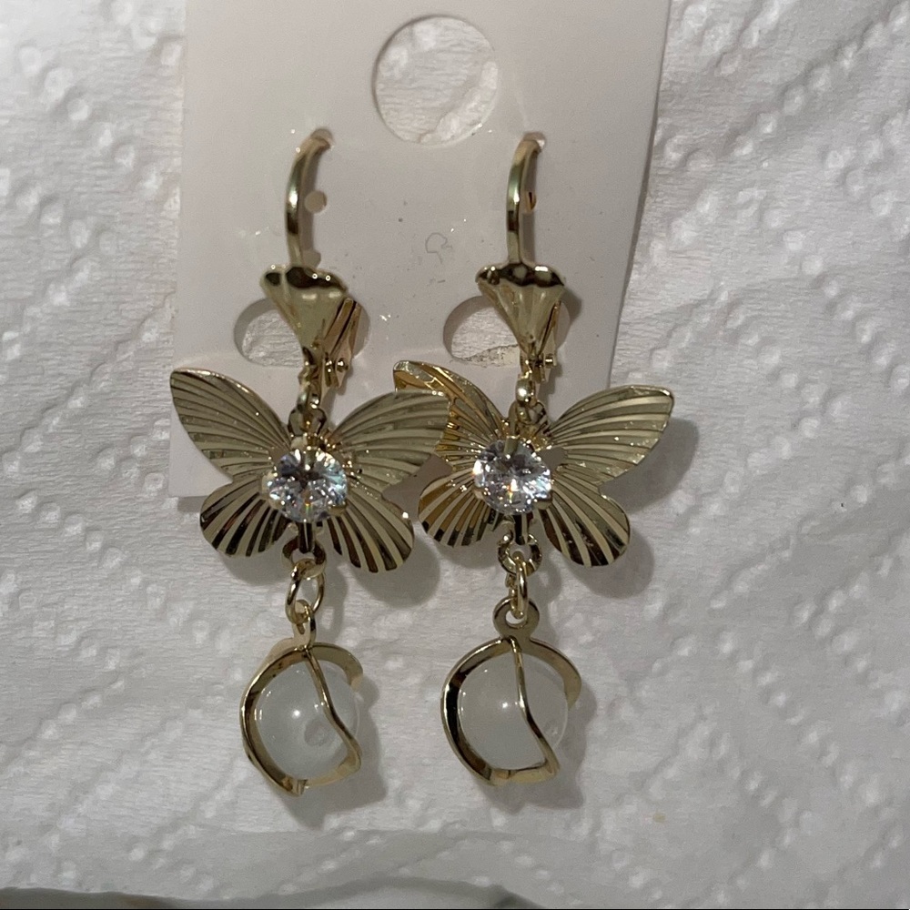 Gold plated butterfly earrings